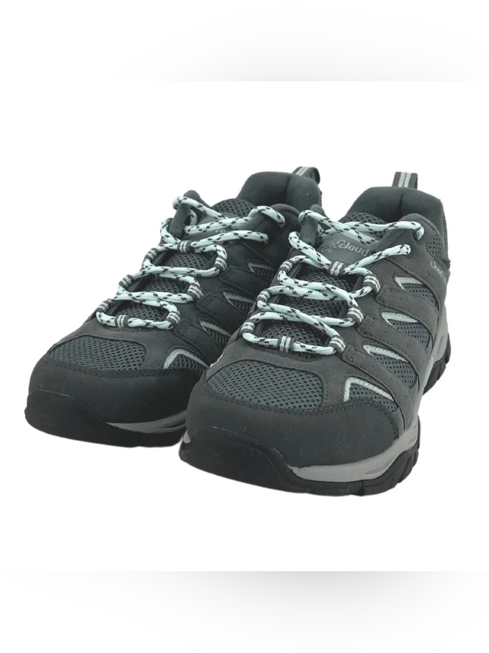 Cloudveil Gray Trail Sneakers Hiking Shoes with Mint Laces Size 9